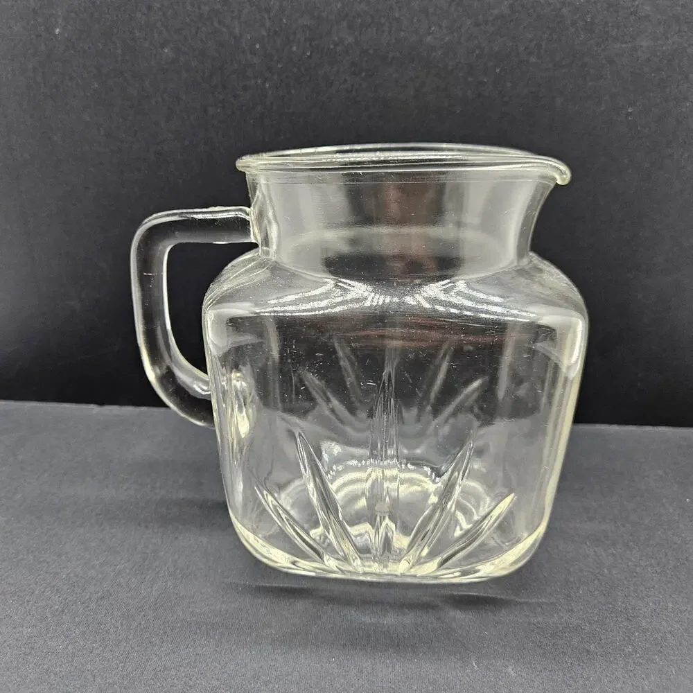 Vintage 1950’s Federal Clear Glass Juice Square Pitcher With Star On Bottom